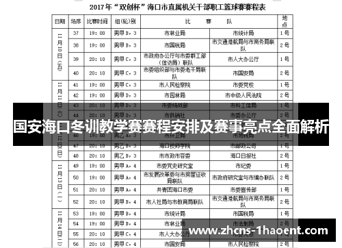 国安海口冬训教学赛赛程安排及赛事亮点全面解析